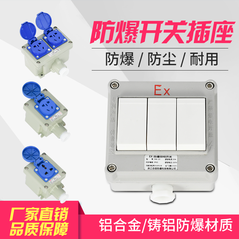 Explosion-proof switch outdoor indoor wall switch 86 Type 5-hole socket 220380 V Power industrial socket 10A