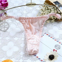 Silk panties sexy European and American temptation Silk thong low waist T pants Silky satin transparent temptation panties