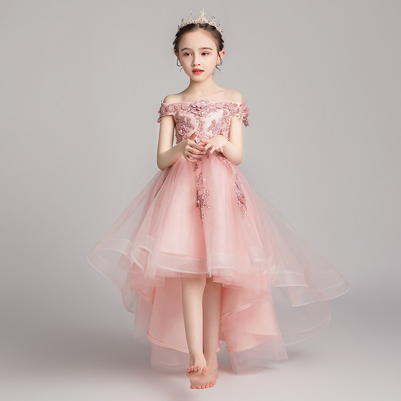 Children Evening Gown Princess Dress Girl's Birthday High-end Florist Host Piano to play the Yanpie Summer