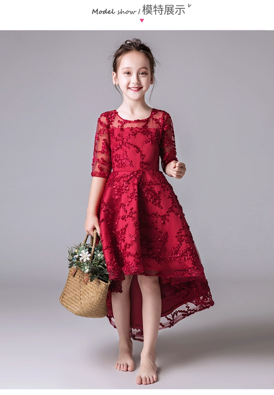 Trẻ em công chúa ăn mặc cô gái fluffy catwalk chương trình hoa cô gái piano trang phục trình diễn mùa thu và mùa đông trang phục dự tiệc cho bé