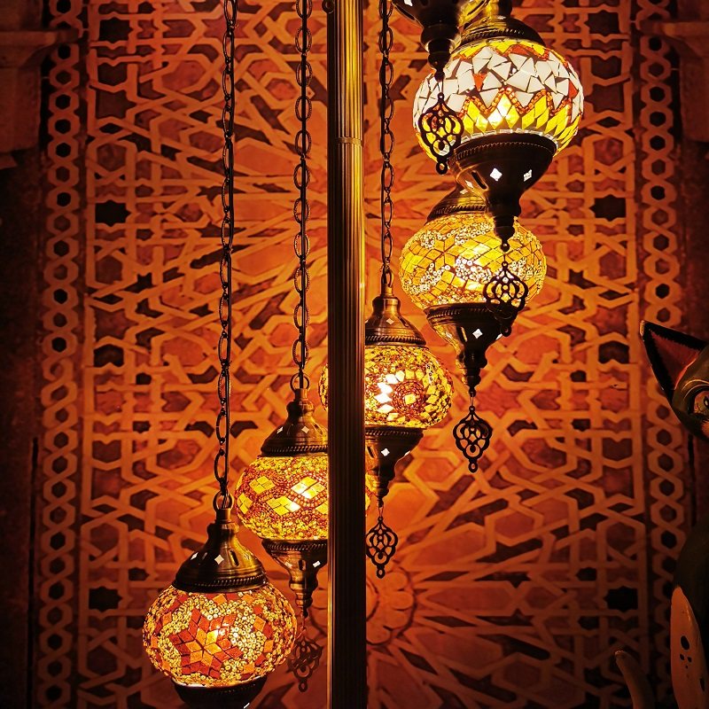 地中海复古客厅卧室浪漫异域民族风手工9头出口土耳其琉璃落地灯详情23