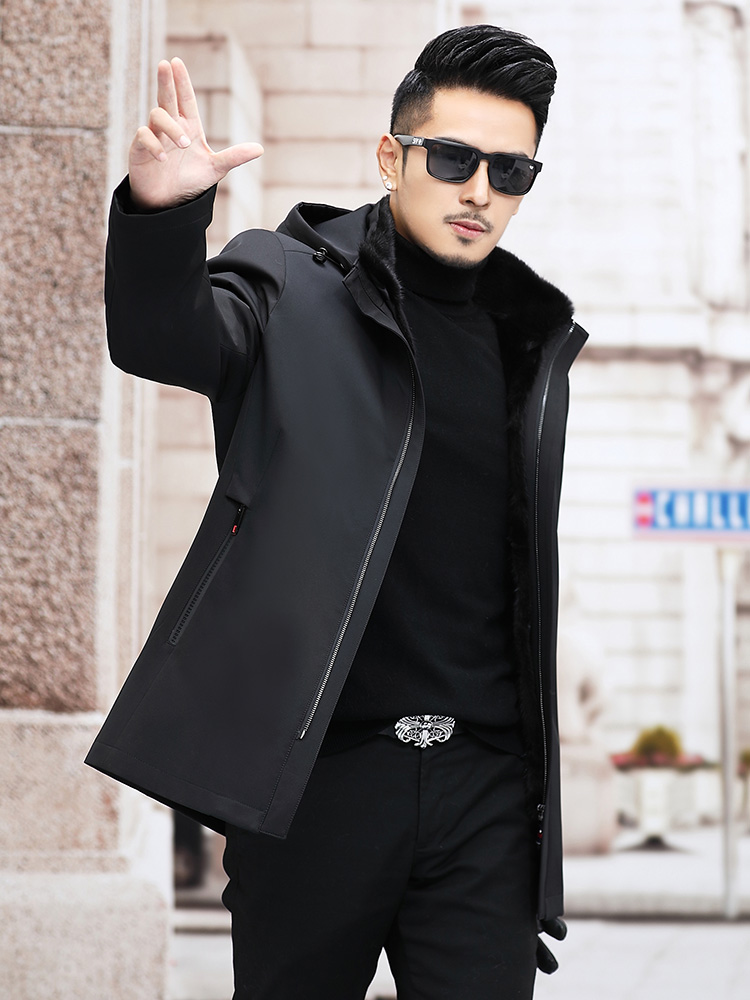 New Parker clothing men's mink fur fur one-piece liner leather grass Nick coat middle-aged warm winter coat
