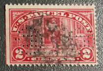 United States 1913 Parcel Stamp Postman 1 punched pin Engraved plate with different stamp positions