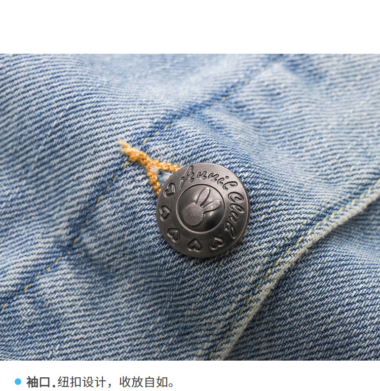 Детская куртка Жан 安奈儿女童装短款翻领浅色牛仔夹克外套春秋季款甜美时尚上衣 Annil