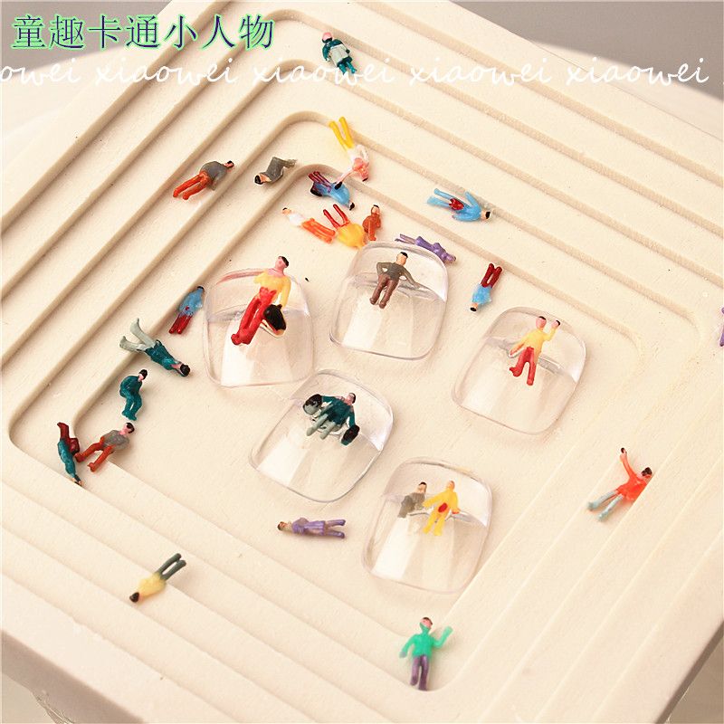 Internet-Famous Nail Art with Fun Cartoon-Style Mini Figures, Colorful Mixed Pack, Deng Wei's Same Style, 3D Mini Figurine Nail Decorations