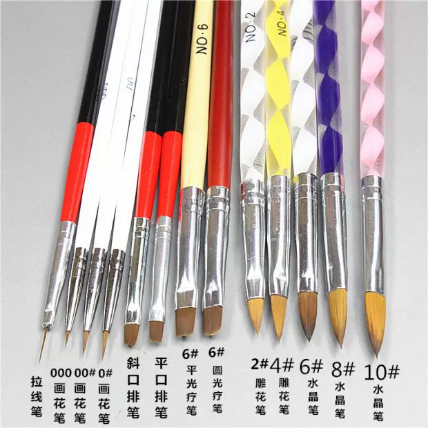 Lông chồn bút lông khắc bút ánh sáng trị liệu bút hàng bút màu sơn hoa bút bút dòng bút làm móng tay bộ công cụ - Công cụ Nail
