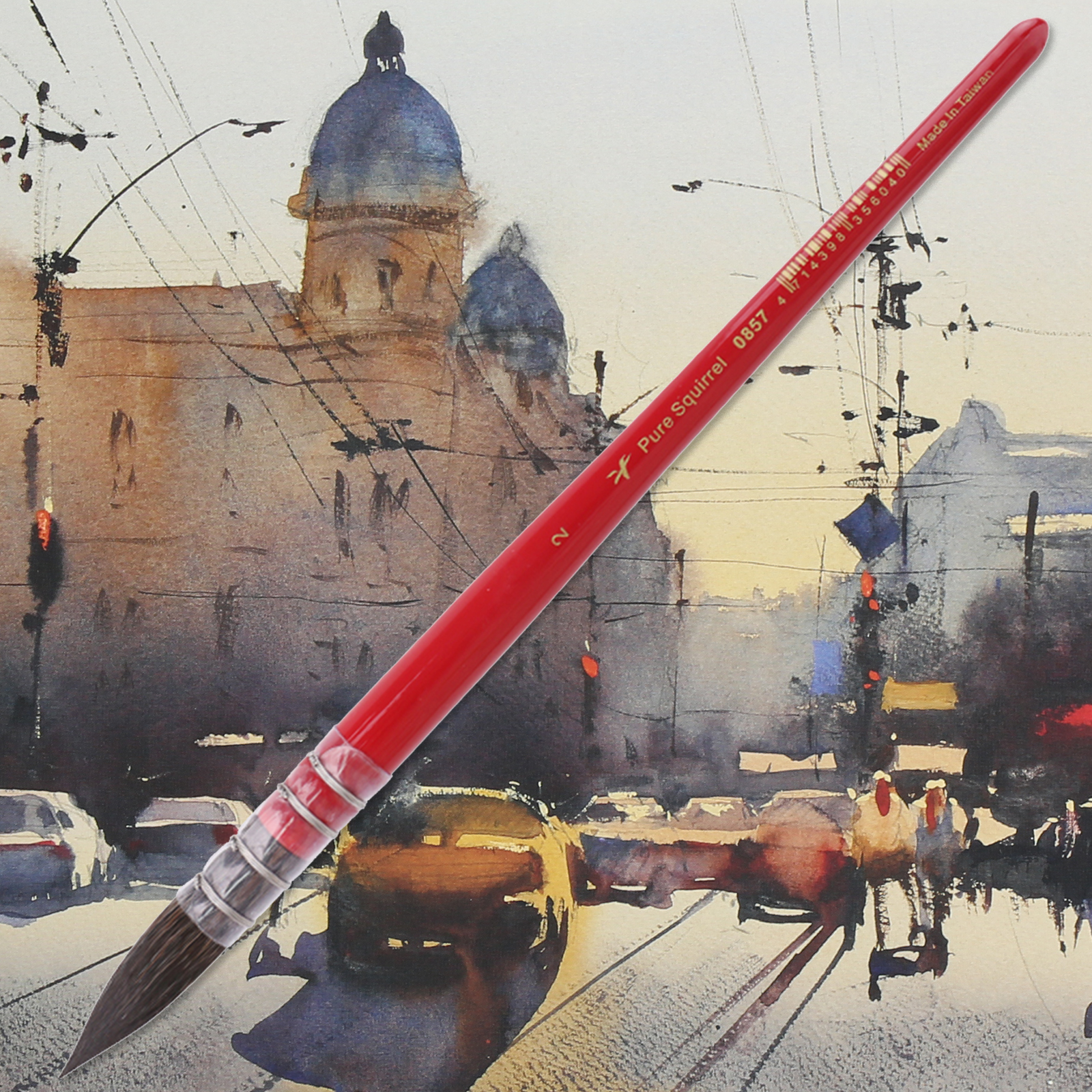 Red fat artist watercolor pen Squirrel hair Watercolor mop Squirrel hair Classical watercolor pen V series 0857