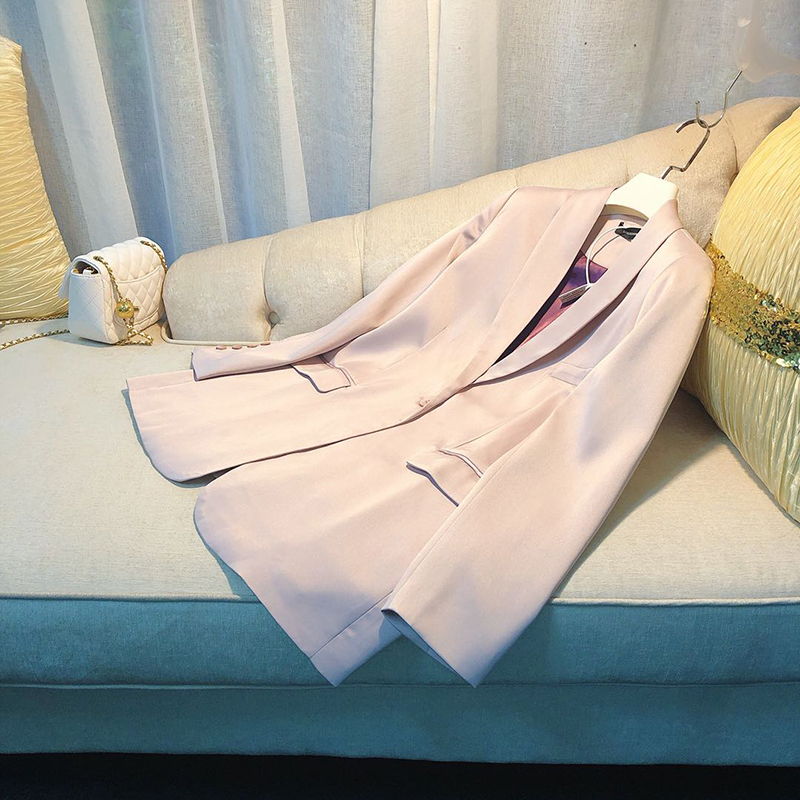 French-Style Niche Design Loose-Fitting Elegant Suit Pink Acetate Satin British Style Socialite Internet Celebrity Blazer