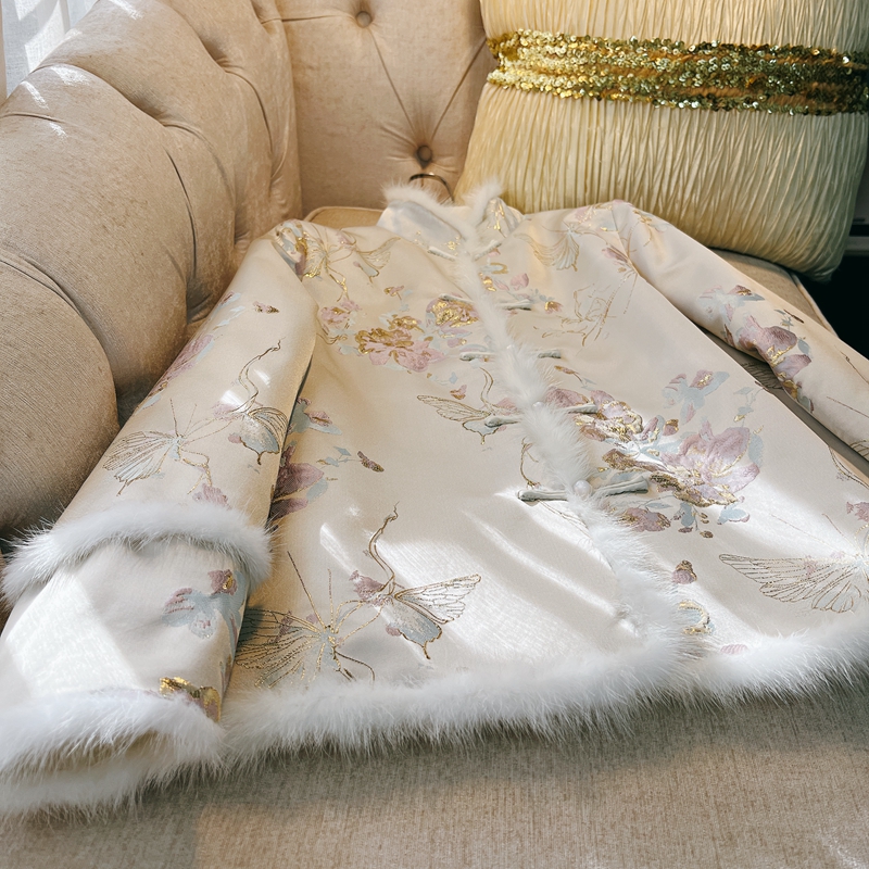 New Chinese cotton clothes New Chinese New Year clothes New Year clothes clip cotton Tang dress blouse water mink light lavish retro famous yuan qipao jacket-Taobao