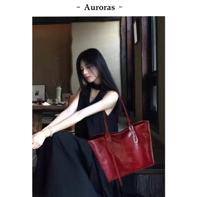 Super Hot Red Large-Capacity Tote Bag for Women 2026 New Style Light Luxury Niche High-End Shoulder Bag Bride Wedding Bag