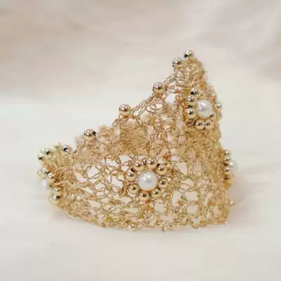 Design brand Lady su 14K gold silk woven gold bead pearl bracelet design heavy industry luxury