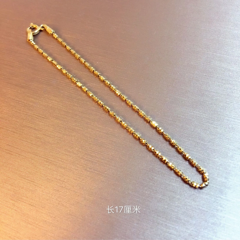 Ý nhập khẩu vòng tay vàng 18k lấp lánh K gold craft không phai màu 1.6mm dài 17cm đá thạch anh tóc vàng