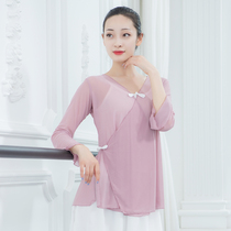 Classical dance body rhyme uniform female modern ethnic art Test top yoga Chinese dance performance basic training dance gauze