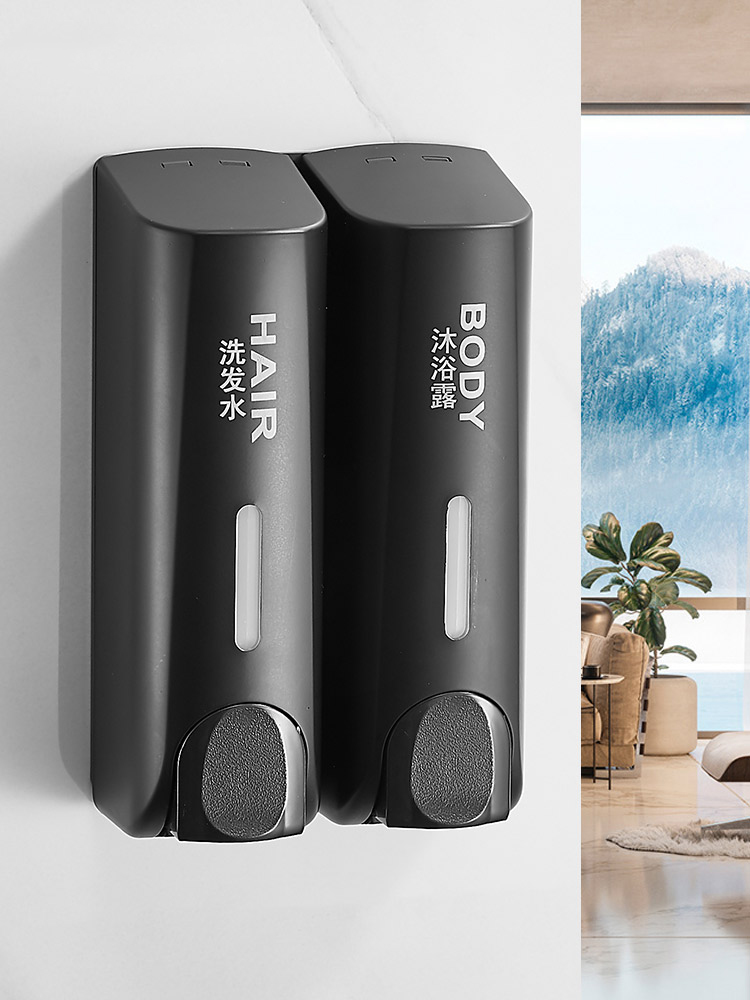 Junjie hotel hotel liquid dispenser powder room Wall-mounted free hole pressing household shampoo shower gel box