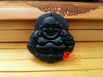 New Product Natural Ink Jade Laughing Buddha Jade pendant Lantian Jade Ink Jade Buddha Male Jade pendant Dark Green Jade Black Green Jade Jade pendant
