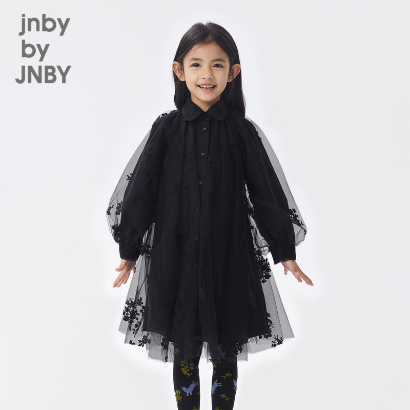 Jiangnan Bclothes Scout Clothing Mesh Yarn Splicing one-piece dress Wind dress Skirt Autumn Winter Princess Wind Girl Child Jnbyjnby-Taobao