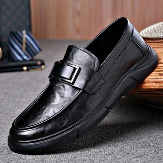 Slip-on casual leather shoes for men, business genuine leather beanie shoes