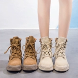 Martens, утепленные универсальные тканевые короткие сапоги в английском стиле, из натуральной кожи