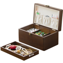 Household sewing box embroidery handmade diy sewing tool set sewing storage box solid wood dowry wedding gift