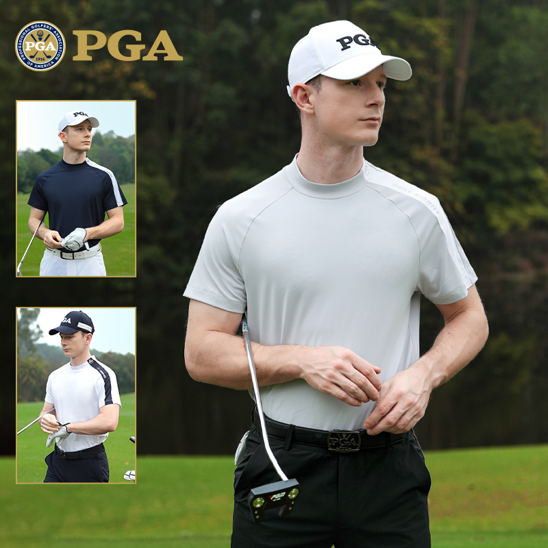 【Two Pieces 50% off 】Pga Golf Clothing Men's Short-Sleeved T-Shirt Breathable Top Golf Men's Polo Shirt