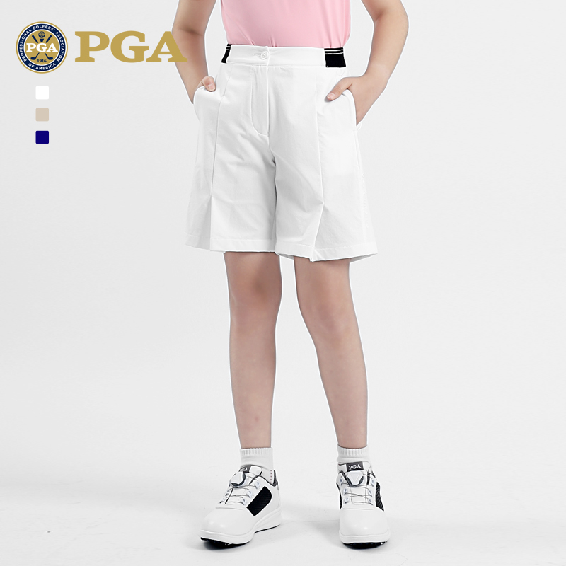 American Pga Kidsren's Golf Girls' Elastic Waistband Shorts Summer Youth Sports Fashion Golf Pants