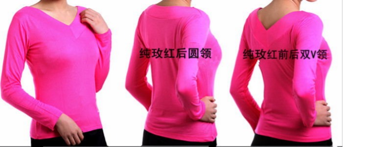 Quần áo yoga mùa thu đông đơn áo dài cỡ lớn nữ cổ dài tay chữ V vuông quần áo khiêu vũ phương thức quần áo khiêu vũ Latin quần áo khiêu vũ thảm yoga du lịch