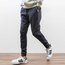 Winter fashion all-in-one Harem pants Tide brand casual small pants Mens Korean version of Japanese loose drawstring pants