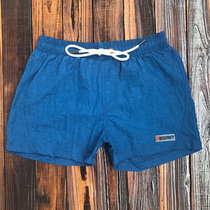 Swimming trunks mens loose three-point shorts Beach pants Beach shorts lined quick-drying hot spring blue sports