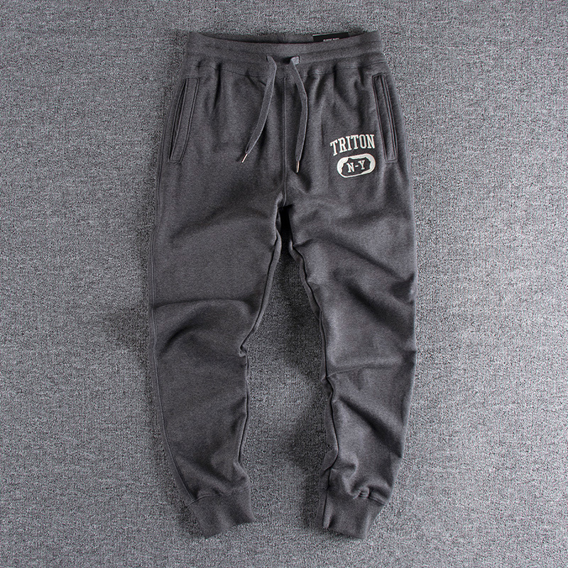 Spring and Autumn Men's Bottle Pastry Lesser Embroidery Beam Wash Wash Top Current Sports Pants