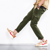 Spring and autumn ins super fire overalls mens multi-pocket loose and versatile small pants Korean version of the trend casual pants