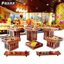 Cold food coffee break set Taichung-style buffet Dessert table decoration Creative fruit tray Sushi rack Wooden pastry rack