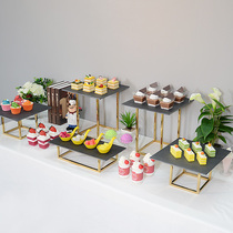 Golden dessert table decoration display stand Stainless steel buffet table Fruit tray cake dessert rack cold food table