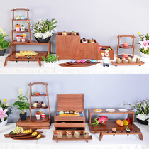 Wooden cake and snack rack Fruit tray Sushi rack Chinese buffet cold meal tea break rack Dessert table table