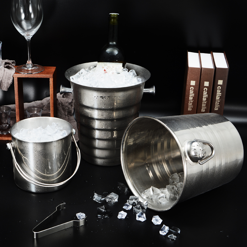 Bar ktv special handheld stainless steel champagne red beer large capacity freezing bucket icy clip creative commercial