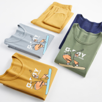 Youth autumn clothes and trousers set men Cotton Cotton Junior High School High School students Big Boy fat boy fattening tide Korean version