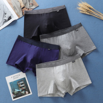 Mens underwear mens cotton boxer pants cotton stretch boxer winter breathable simple solid color black bottom pants head