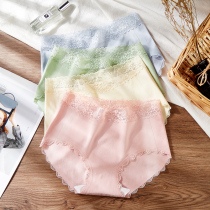 Underpants Female Lace Adolescent Girl Day Ensemble Sweet Mid Waist Comfort Pure Cotton Antibacterial Big Code Fat Mm Student High School Boy Shorts