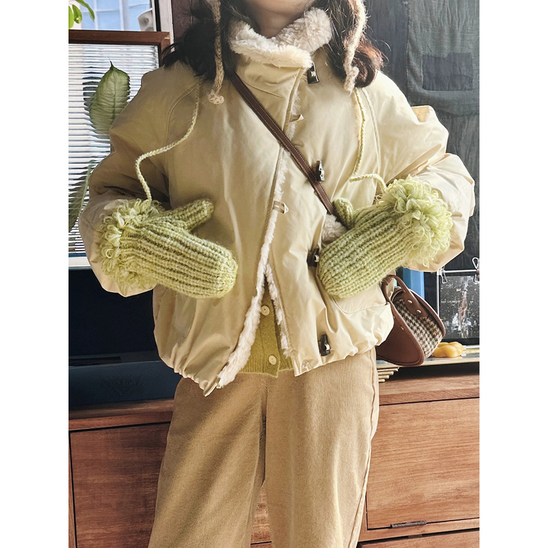 Allfree Three-Proof Fabric 90 White Duck down Fur Collar Loose Short Jacket Parka down Jacket for Women