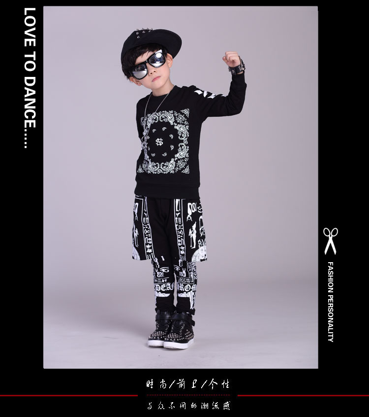 Hip hop boy khiêu vũ đường phố quần áo trẻ em nhảy jazz quần áo thủy triều kho báu catwalk hiển thị quần áo phù hợp với cô gái trống thời trang bé gái