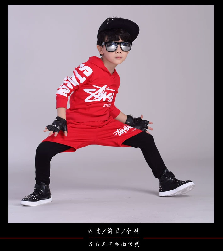 Hip hop boy khiêu vũ đường phố quần áo trẻ em nhảy jazz quần áo thủy triều kho báu catwalk hiển thị quần áo phù hợp với cô gái trống quần áo bé gái múa ba lê