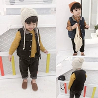D09 cotton nhỏ bé denim vest nam 2018 mùa đông phiên bản Hàn Quốc mới của chàng trai thủy triều ve áo thường quần áo trẻ em nam