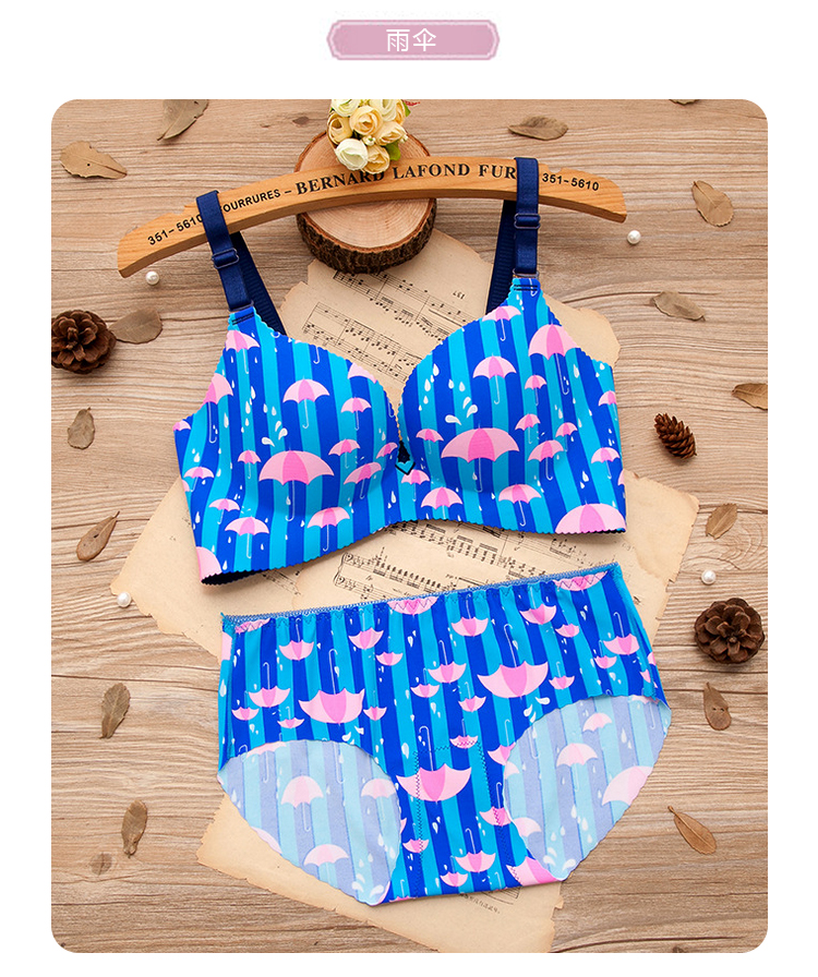 Một mảnh liền mạch không có vành nhỏ áo ngực tập hợp in áo ngực gợi cảm thiết lập ít phụ nữ dày phần set đồ lót đẹp