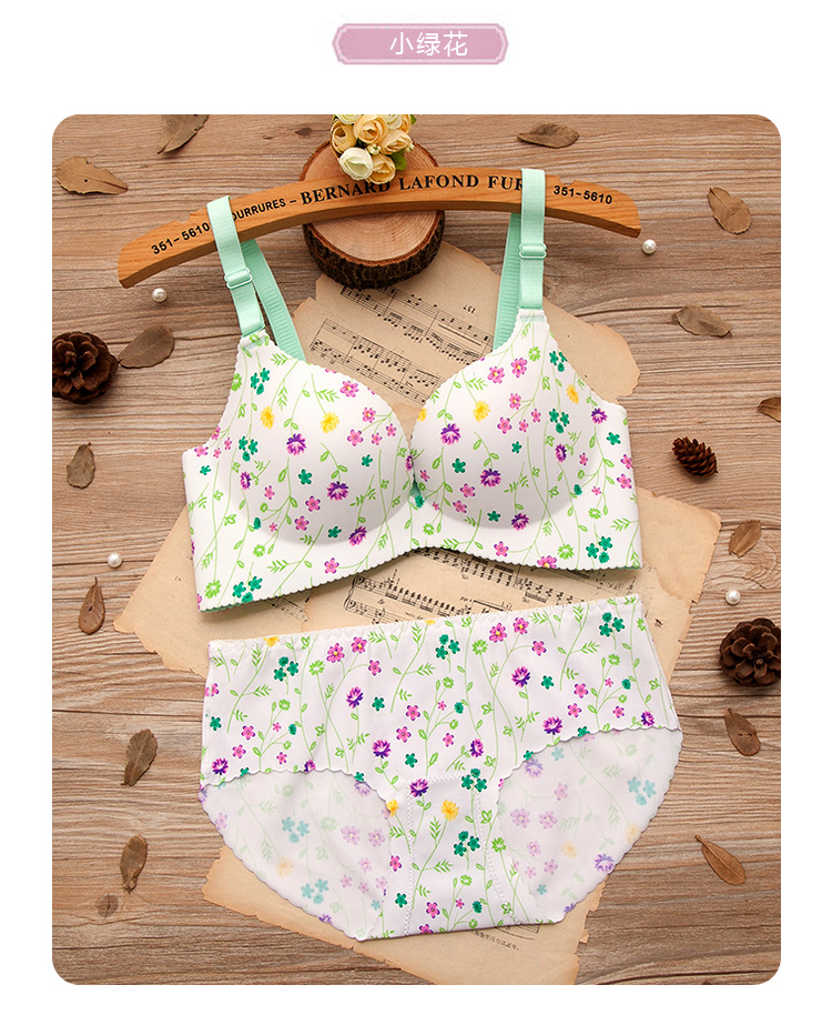 Một mảnh liền mạch không có vành nhỏ áo ngực tập hợp in áo ngực gợi cảm thiết lập ít phụ nữ dày phần set đồ lót đẹp