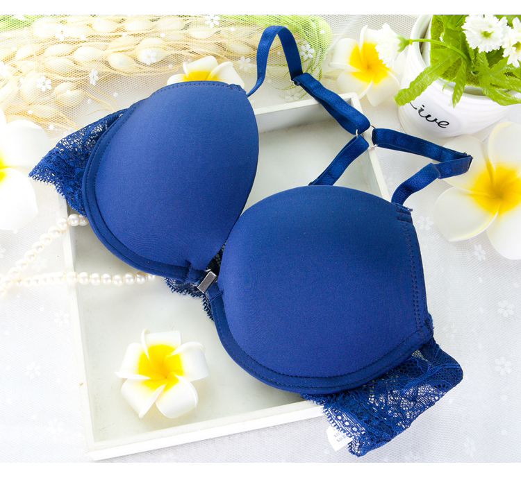 Khóa trước áo ngực siêu tập hợp sâu V bra set Y-type làm đẹp lưng nữ ren gợi cảm đồ lót dày cô gái phù hợp đồ bơi nữ