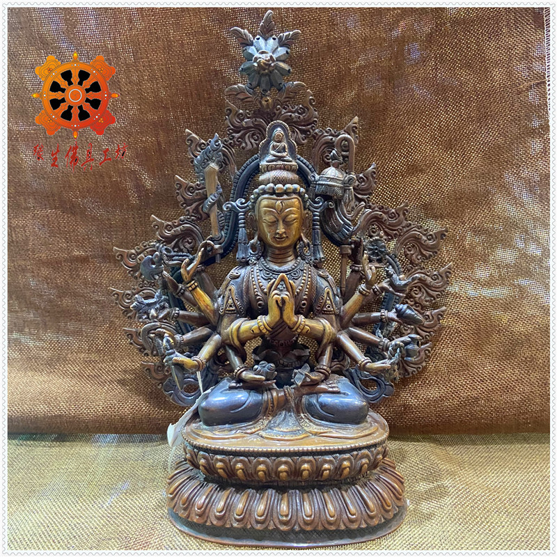 Edge life Buddha Nepal pure bronze Buddha statue Quasi Buddha mother Seven innate Buddha Mother with backlight Yoo 28cm Buddha statue