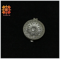 Edge Raw Buddha Six Words True Words Gau Box 925 Pure Silver Flower Type Can Turn Koo diameter 3 8cm