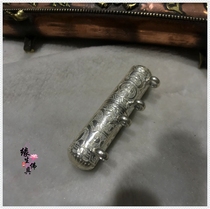 Edge Raw Buddha Nepal Handmade Pure Silver Cylinder Gau Pendant Cylindrical Gäu