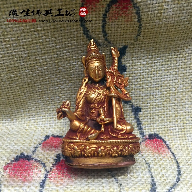 Buddhist Buddhist Buddhist Master Buddha statue of Nepal pure hand import 5 cm copper - gold - gold - gold - fed