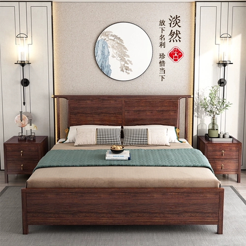 慕尼思丹 Новый китайский стиль Wujinmu твердый деревянный кроватный шкаф