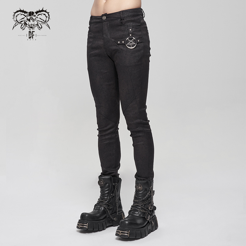 Iron Man Dark Punk Rock Slim Fit Men's Metallic Pentagram Jeans Casual Trousers